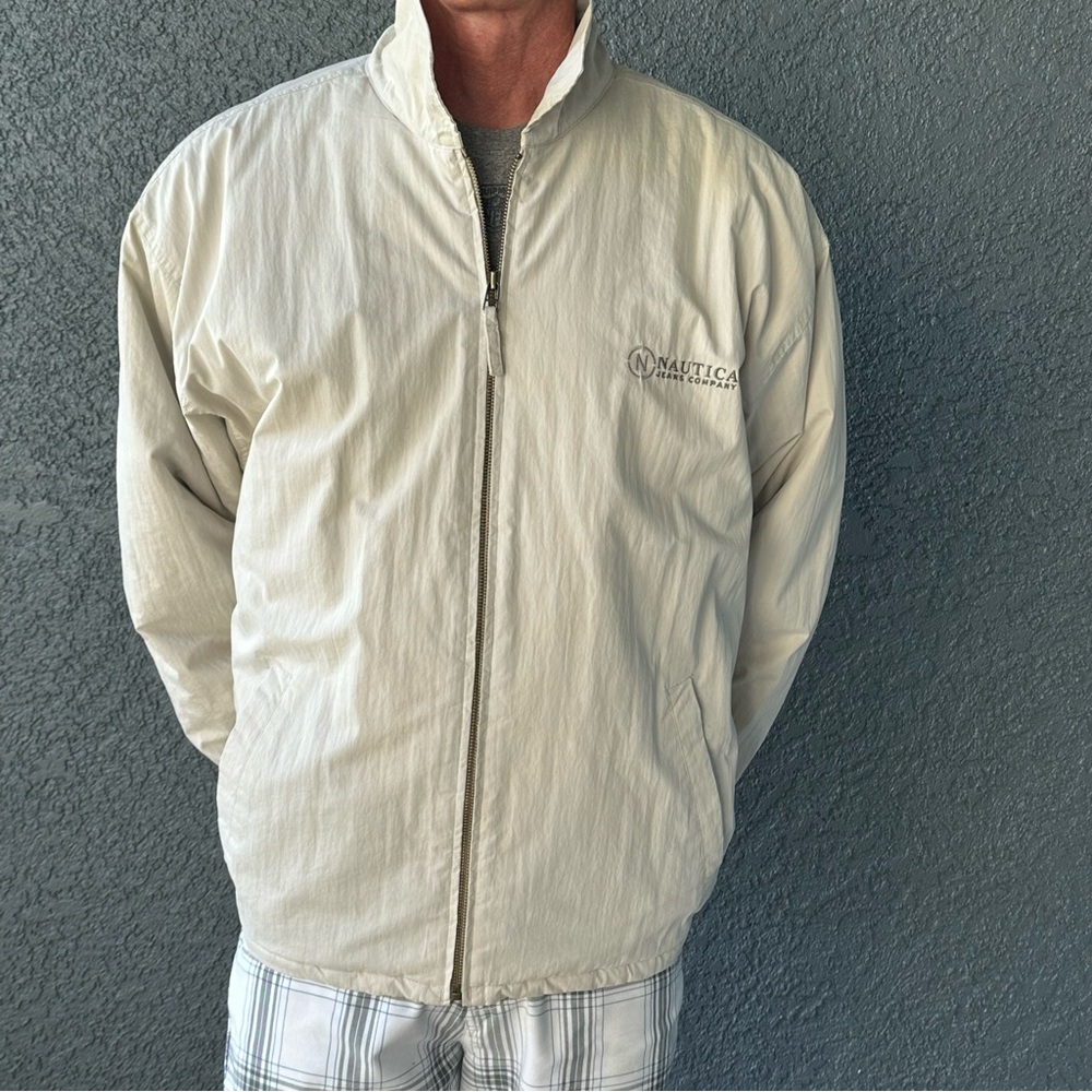 Vintage Nautica Coat Jacket Light Khaki Zip Up Size XL